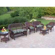 Oakland Living Resin Wicker 6-Person Patio Conversation Set - Coffee