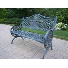 Oakland Living Patriotic God Bless America Cast Aluminum Patio Bench - Antique Verdi