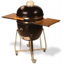 Saffire Grill Kamado Style Charcoal Grill And Smoker On Cart With Shelves - Onyx Black
