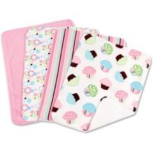 Trend Lab 4-Piece Burp Cloth Set - Cupcake