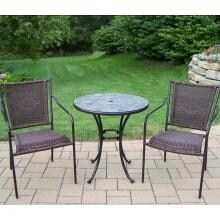 Oakland Living Stone Art 2-Person Resin Wicker Patio Bistro Set - Coffee