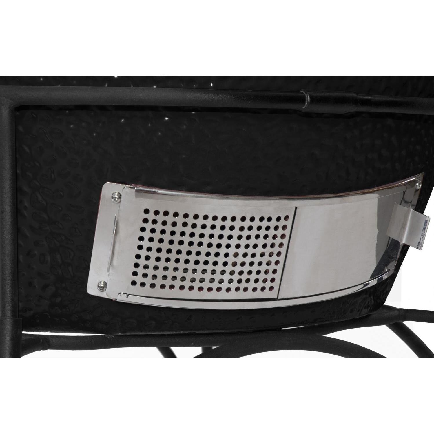 Kamado Joe Classic Ceramic Grill With Stainless Bands On Eucalyptus