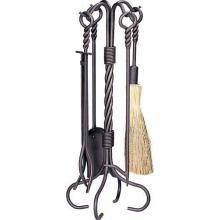 UniFlame 5-Piece Bronze Fireplace Tool Set With Ring And Twist Handles - F-1643 image