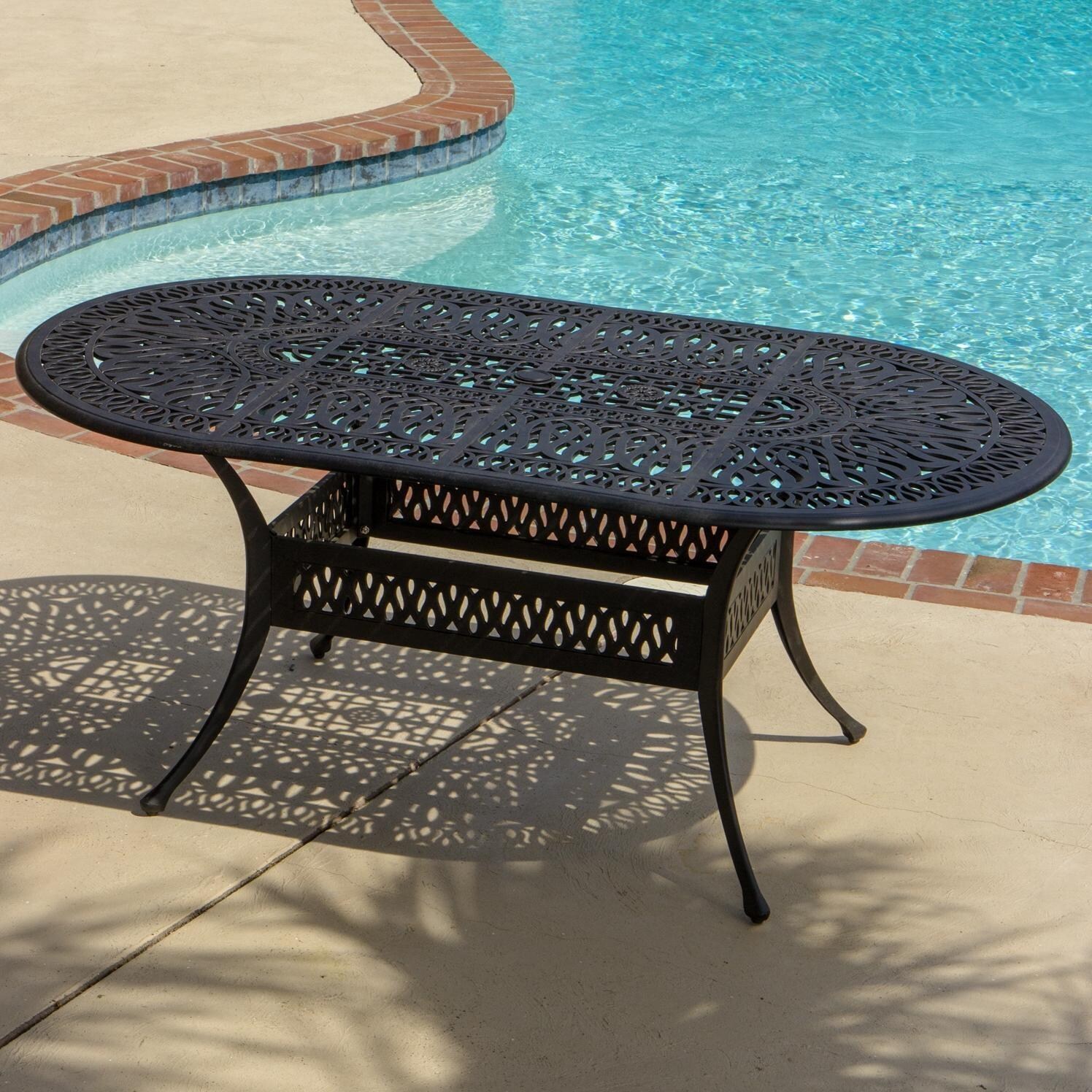 Rosedown 6Person Cast Aluminum Patio Dining Set With 72 X 42Inch Oval