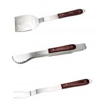Man-Law 3-Piece Stainless Steel BBQ Tool Set With Premium Hardwood Handle And Bottle Opener image