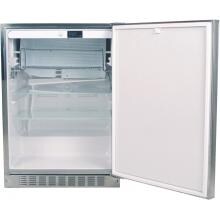 Door Open Showing Glass Shelves and Stainless Steel Rack