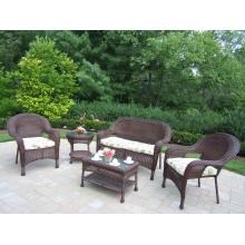 Oakland Living Resin Wicker 4-Person Patio Conversation Set - Coffee