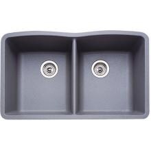Blanco Diamond 32 X 19 Equal Double Bowl Silgranit II Undermount Sink - Metallic Gray - 440183 image
