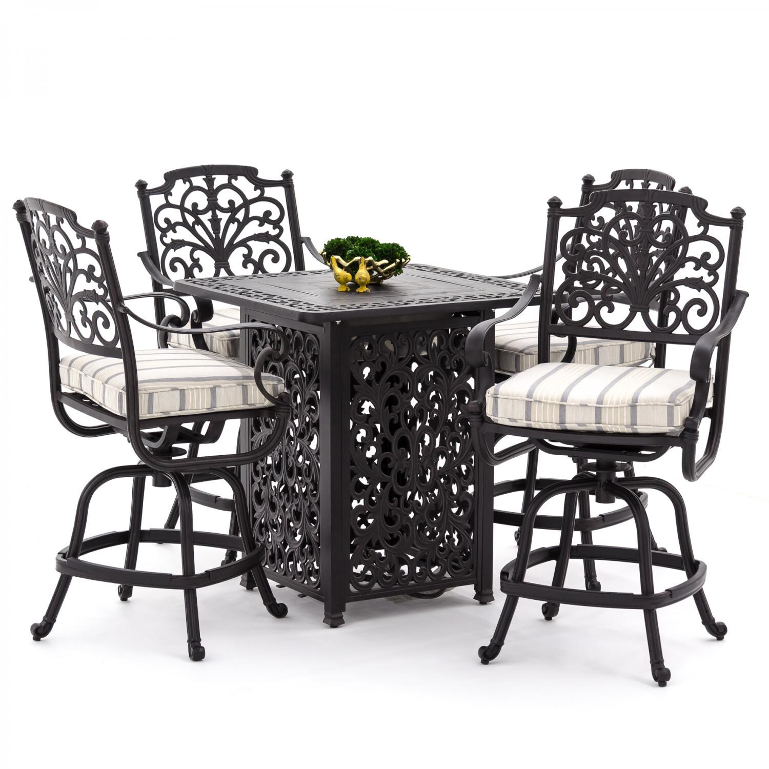 Evangeline 5 Piece Cast Aluminum Patio Counter Height Bar