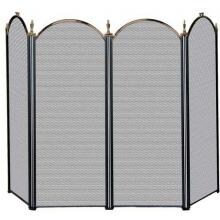UniFlame 52-Inch 4 Fold Black And Antique Brass Fireplace Screen - S41010AK image