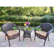 Oakland Living Resin Wicker Patio Bistro Set With Glass Top Table - Coffee