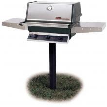 MHP Gas Grills THRG2 Hybrid Propane Gas Grill W/ SearMagic Grids On In-Ground Post