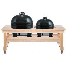Primo Oval XL & Oval Junior Ceramic Kamado Grills On Cypress All Event Table image