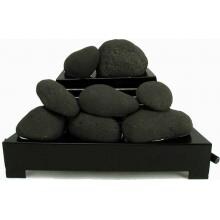 Rasmussen 20-Inch Black ALTERNA FireStone Set With Vent Free Natural Gas Black Chassis Burner - Manual Safety Pilot image