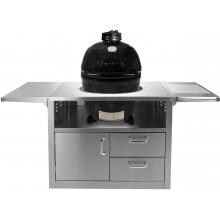 Primo Ceramic Kamado Charcoal Smoker Grill On Stainless Steel Cart - Large Round