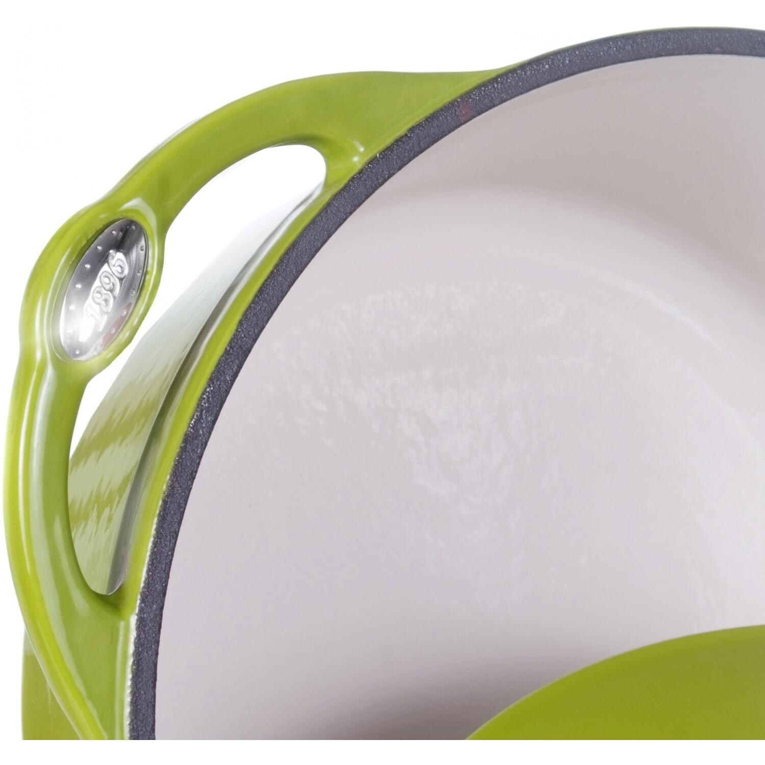 Lodge 4 Quart L Series Colored Enamel Cast Iron Dutch Oven, Apple Green E4D50 Iron Pots Depot