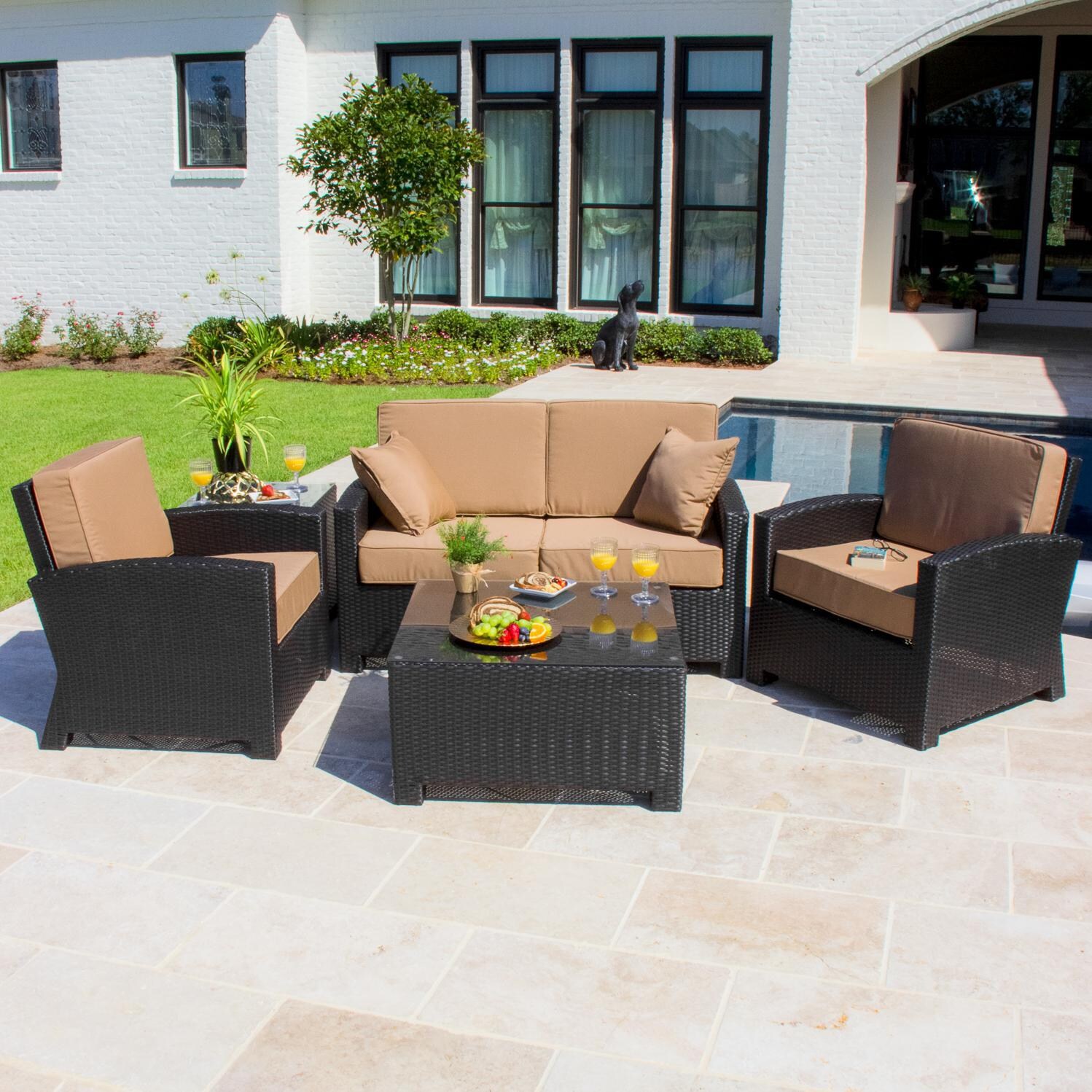 Eden Isle 4Person Resin Wicker Patio Deep Seating Set With Coffee