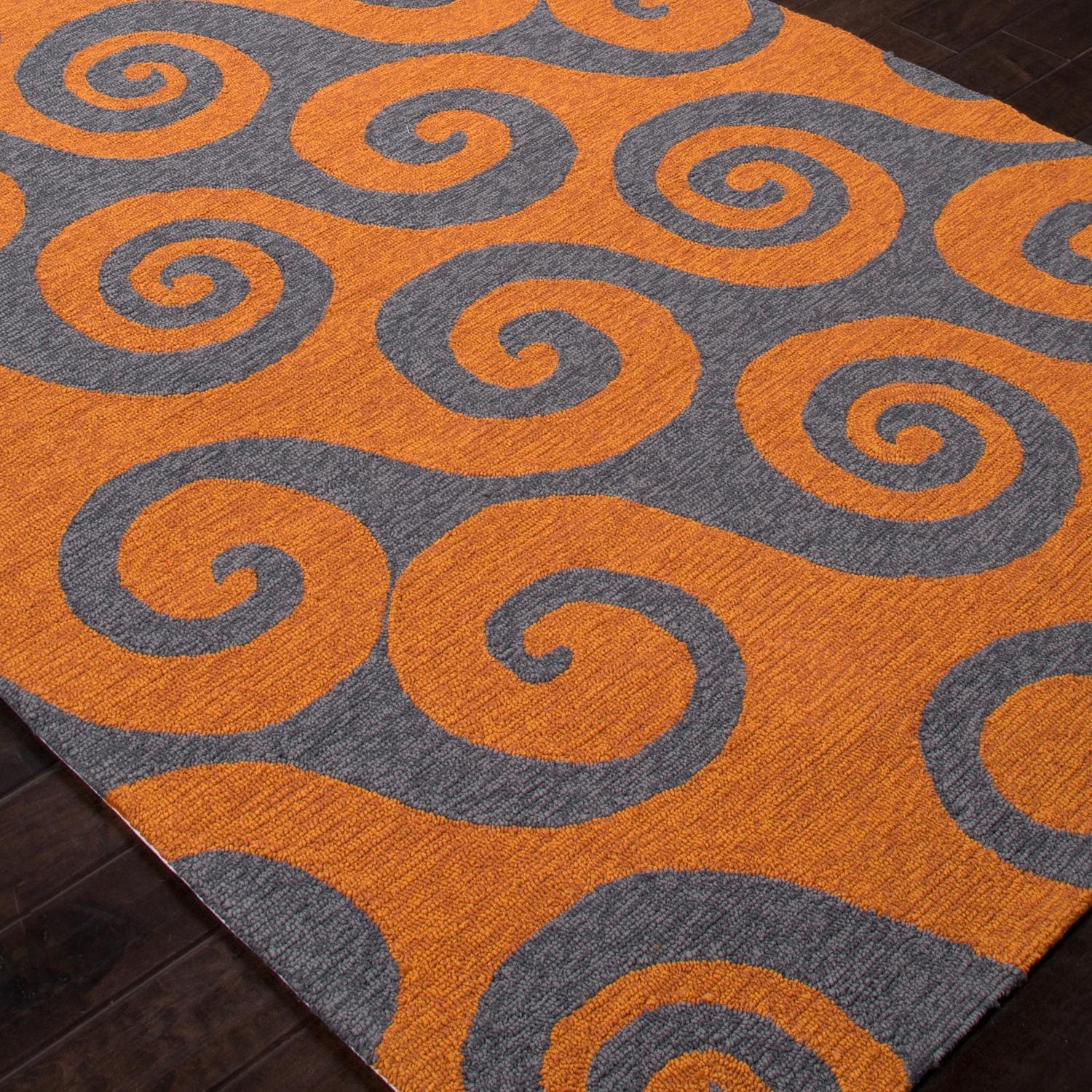 Jaipur Rugs Coastal Wave Hello 5 X 7.6 Indoor/Outdoor Rug Orange/Gray