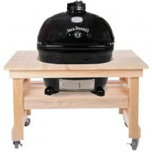 Primo Jack Daniels Edition Oval XL Ceramic Kamado Grill On Compact Cypress Table image
