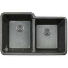 Polaris 32 X 20 Offset Double Bowl Granite Undermount Sink - Black image