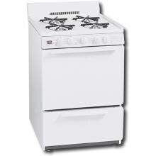 Premier GCK100O 24 Inch 3.0 Cu. Ft. Gas Range With 4 Inch Back-guard - White On White Premier GCK100O 24 Inch 3.0 Cu. Ft. Gas Range With 4 Inch Back-guard - White On White