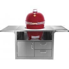 Grill Dome Infinity Series Large Kamado Grill On Stainless Steel Cart - Red