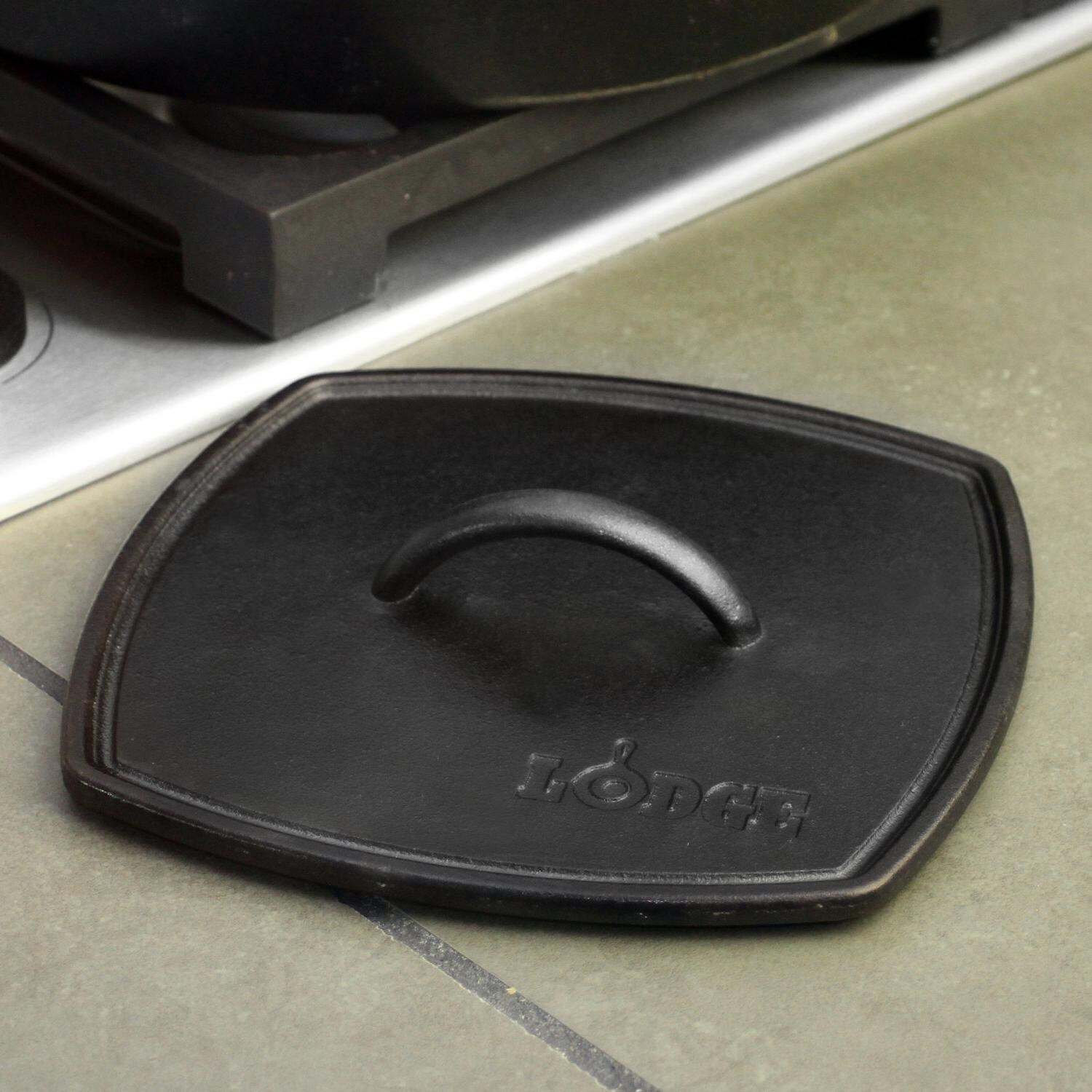 Lodge 8.25Inch Cast Iron Logic Ribbed Panini Press Square LPP3 BBQ Guys