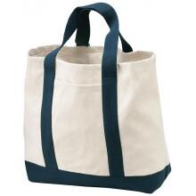 Port & Company 2-Tone Shopping Tote Bag - Natural/Navy image