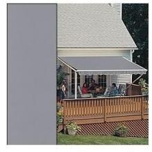 Sunsetter Pro Motorized Awning (15 Ft / Solid Slate Gray) With Traditional Laminated Fabric With Right Mounted Motor And Wall Bracket