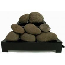 Rasmussen 20-Inch Brown ALTERNA See-Thru FireStone Set With Vent Free Natural Gas Black Chassis Burner - Variable Flame Remote image