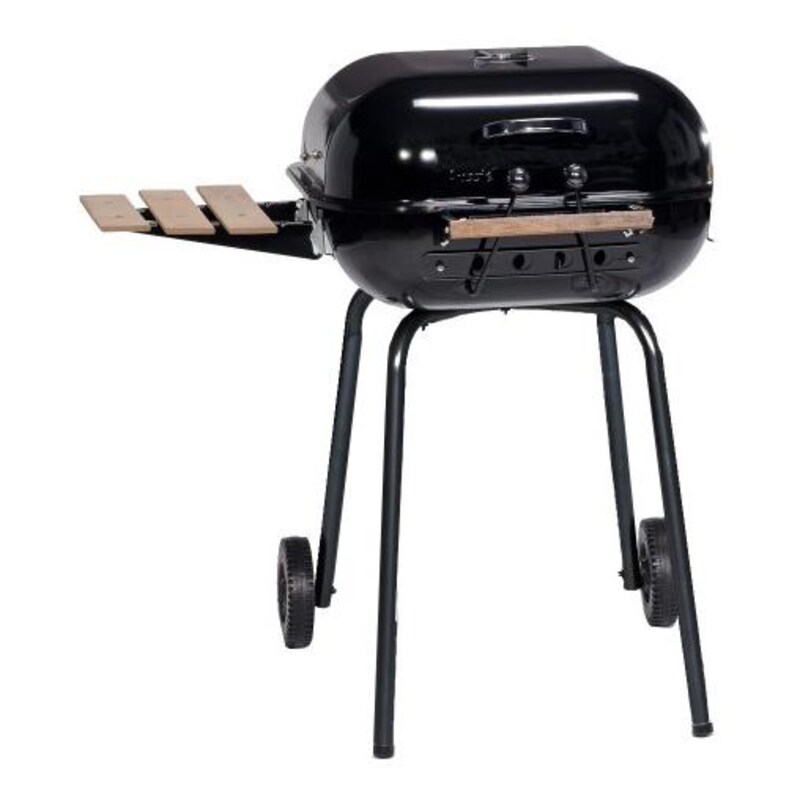 Meco Charcoal BBQ Grill With Fold Down Right Side Table Black 4101
