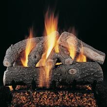 Rasmussen 18-Inch Frosted Oak Gas Log Set With Vented Natural Gas Flaming Ember XTRA Burner - Match Light image