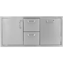 Kingston Series Single Door, Double Drawer & Trash Roll-Out Combo Front View 