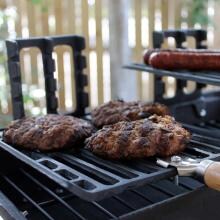 Cast Iron Hibachi Charcoal BBQ Grill w/ Food