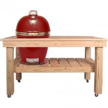 Grill Dome Infinity Series XL Kamado Grill On Cypress Table - Red image