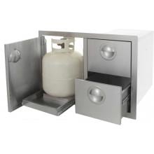BBQGuys.com Portofino Series 30 Inch Double Drawer & Roll-Out Propane Tank Storage Combo