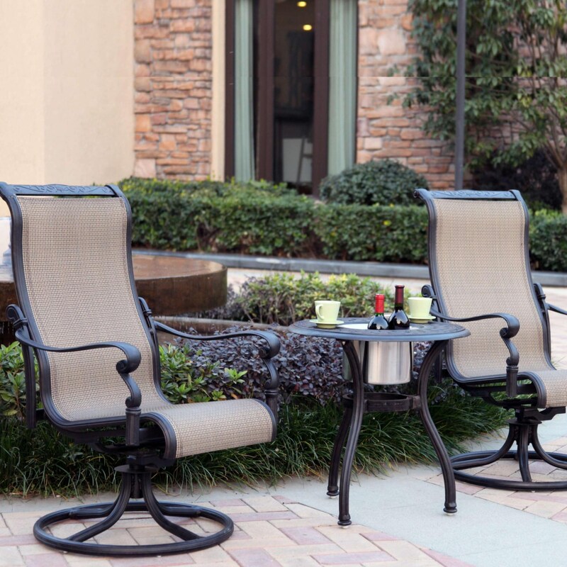 Darlee Monterey 3 Piece Sling Patio Bistro Set End Table With Ice