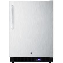 Summit 24-Inch 3.72 Cu. Ft. Outdoor Rated Compact Freezer With Ice Maker - Stainless Steel / Black Cabinet - SPFF51OSSSTBIM image