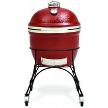 Kamado Joe Classic Ceramic Grill With Stainless Bands On Cart - Red