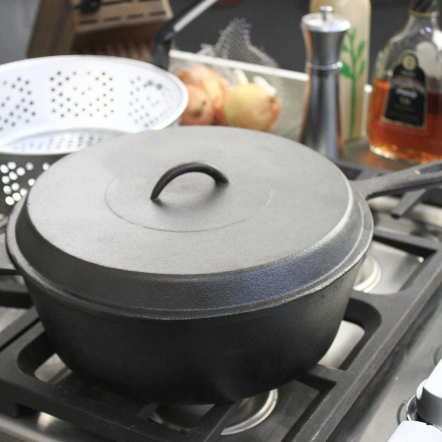 Cajun Cookware Fryers 6Quart Seasoned Cast Iron Chicken Fryer With