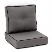 Sunbrella Canvas Charcoal Medium Outdoor Replacement Club Chair Cushion Set W/ Piping By Lakeview Outdoor Designs image