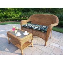 Oakland Living Resin Wicker Patio Loveseat Set - Natural