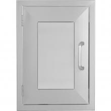 BBQGuys.com Kingston Panel Series 17-Inch Stainless Steel Left-Hinged Single Access Door - Vertical image