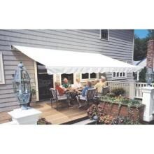 Sunsetter Pro Motorized Awning (16 Ft / Solid Cream) With Traditional Laminated Fabric With Left Mounted Motor And Soffit Bracket