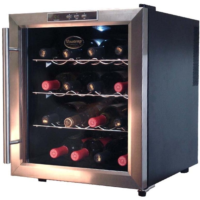Vinotemp 16 Bottle Thermoelectric Wine Cooler Glass Door / Stainless