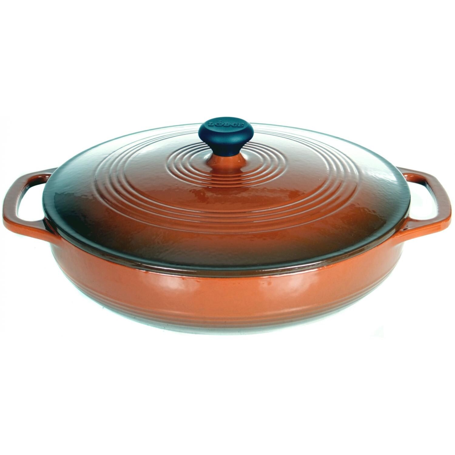 Lodge Pots 3 Quart Cafe Cast Iron Enamel Casserole Pot, Gradated Brown