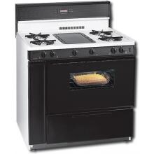 Premier SLK849W 36 Inch Gas Range With Electronic Ignition And Griddle, Black Oven Door, 10 Inch Back-guard - White