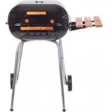 Aussie Charcoal Grills By Meco - 4101 Charcoal BBQ Grill With Fold Down Right Side Table - Black