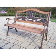 Oakland Living Horse Cast Iron And Wood Patio Bench - Antique Bronze