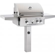American Outdoor Grill 24 Inch Natural Gas Grill W/ Rotisserie On In-Ground Post